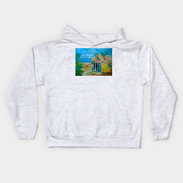 Path to the Beach Little Grass Shack Kids Hoodie by jennyleeandjim